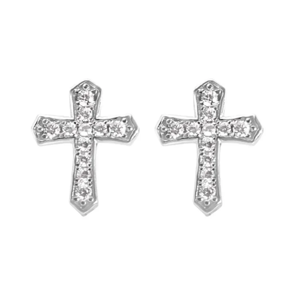 Silver Cross Stud Earrings